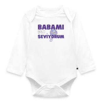 Babami cok seviyorum Hediyelik Türkce Hediye - Organic Longsleeve Baby Bodysuit - white - Front