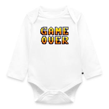 Game Over Retrogaming Vintage-Pixel - Baby Bio-Langarm-Body - Weiß - Vorne