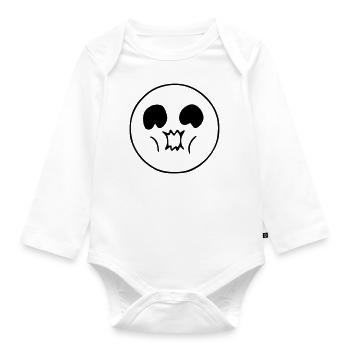 Emoji sketch thick cheeks black - Organic Longsleeve Baby Bodysuit - white - Front