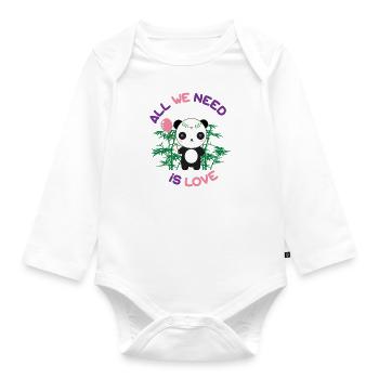 Panda Love Logo Mädchen - Baby Bio-Langarm-Body - Weiß - Vorne