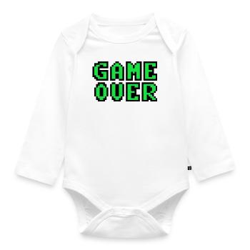Game Over retrogaming vintage pixels - Organic Longsleeve Baby Bodysuit - white - Front