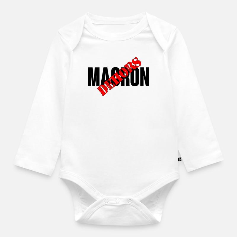 Macron dehors - Body Bébé bio manches longues - blanc