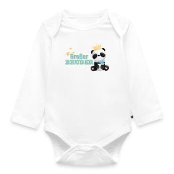 Großer Bruder Panda - Baby Bio-Langarm-Body - Weiß - Vorne