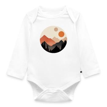 Mountains and two suns - Organic Longsleeve Baby Bodysuit - white - Front