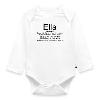 Name Definition Ella - Baby Bio-Langarm-Body - Weiß - Vorne