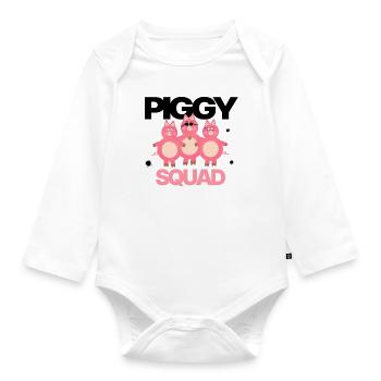 Three pink piggy - Organic Longsleeve Baby Bodysuit - white - Front