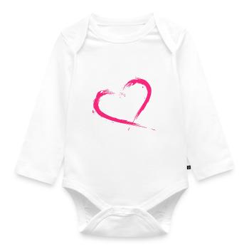 Pinceau Heart Design rose rose Nouvelle variante - Body Bébé bio manches longues - blanc - Devant