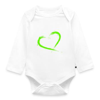 Herz Design Bürste Grün Hellgrün - Baby Bio-Langarm-Body - Weiß - Vorne