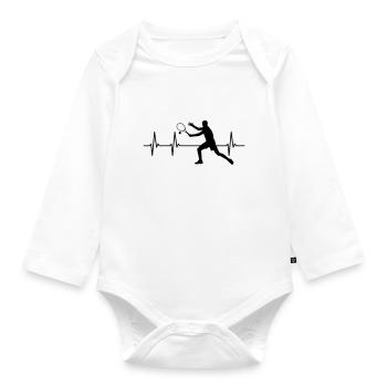 Heartbeat Tennis Tennis Player Heartbeat Pulse - Organic Longsleeve Baby Bodysuit - white - Front