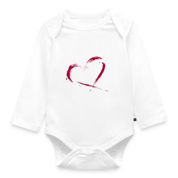 Heart brush flag Japan flag colors vector - Organic Longsleeve Baby Bodysuit - white - Front