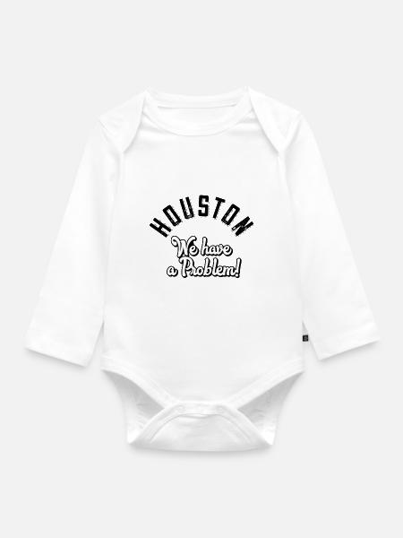 Houston we have a problem - Organic Longsleeve Baby Bodysuit - white