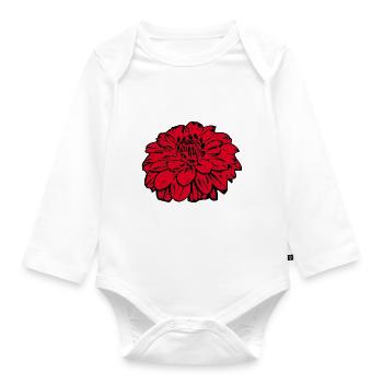 Flower Red Red Flower Flowers Red Red Flowers - Organic Longsleeve Baby Bodysuit - white - Front