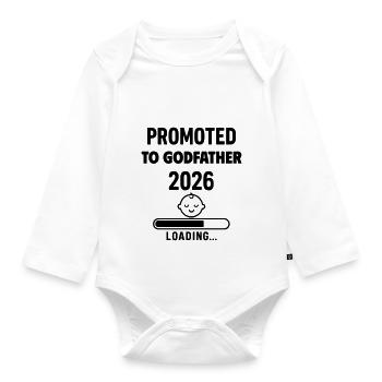 Pregnancy announcement Soon godfather - Organic Longsleeve Baby Bodysuit - white - Front