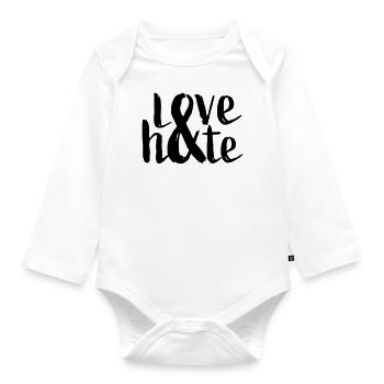 Liebe und Hass Typografie - Baby Bio-Langarm-Body - Weiß - Vorne