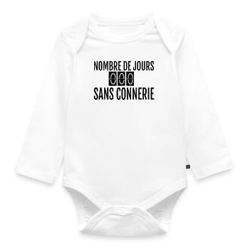 Nombre de jours sans connerie - Body Bébé bio manches longues - blanc - Devant