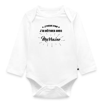 Je peux pas j'ai bêtises avec Marraine - Body Bébé bio manches longues - blanc - Devant