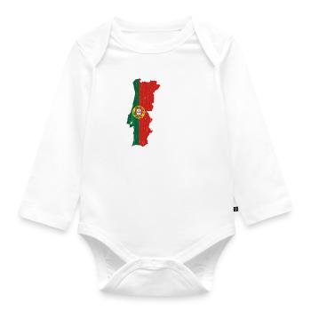 Portugal, Flagge, Umriss, Souvenir - Baby Bio-Langarm-Body - Weiß - Vorne