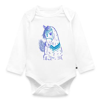 Pferd - Baby Bio-Langarm-Body - Weiß - Vorne