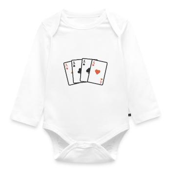 Karten Ass - Baby Bio-Langarm-Body - Weiß - Vorne