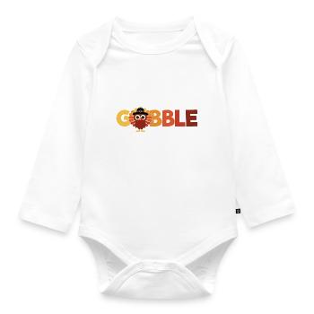 Gobble Turkey Kids Thanksgiving - Organic Longsleeve Baby Bodysuit - white - Front