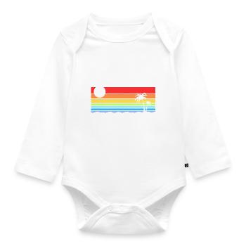 Mauritius Holiday Palm Trees Vintage Design Idea - Organic Longsleeve Baby Bodysuit - white - Front