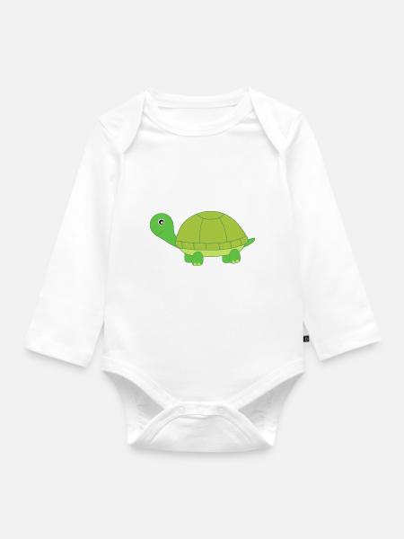 Schildkröte Schildkröten Turtles Tortue - Baby Bio-Langarm-Body - Weiß