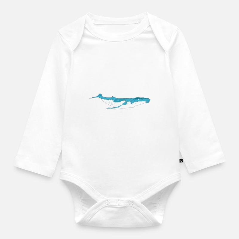 Baleine - Body Bébé bio manches longues - blanc