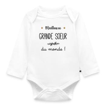 Meilleure Grande soeur du monde vecteur - Body Bébé bio manches longues - blanc - Devant