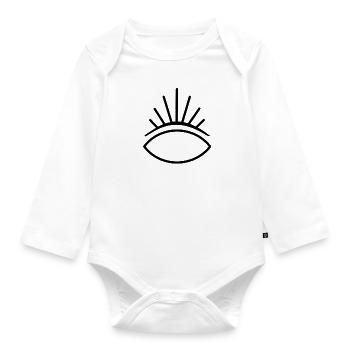 "noeye" Minimalistisches Auge ohne Pupille - Baby Bio-Langarm-Body - Weiß - Vorne