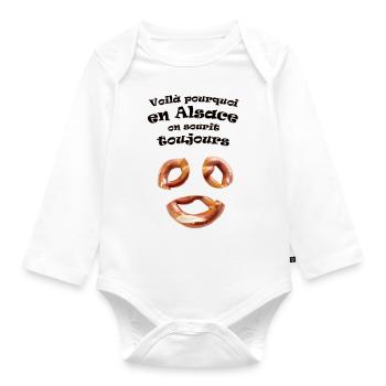 Alsace Bretzel sourire - Body Bébé bio manches longues - blanc - Devant