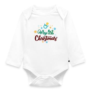 My first christmas - Body Bébé bio manches longues - blanc - Devant