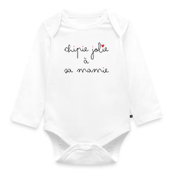 Chipie jolie à sa Mamie - Body Bébé bio manches longues - blanc - Devant