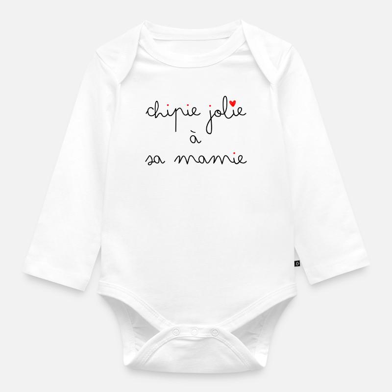 Chipie jolie à sa Mamie - Body Bébé bio manches longues - blanc