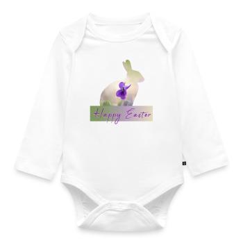 Happy Easter - Organic Longsleeve Baby Bodysuit - white - Front