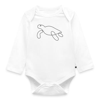 Turtle One-Line Style - Organic Longsleeve Baby Bodysuit - white - Front
