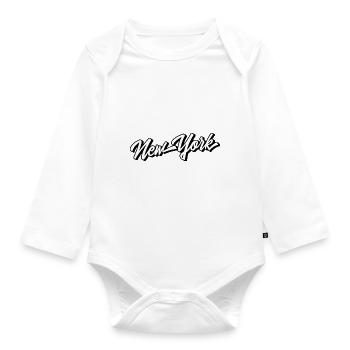 New York - Organic Longsleeve Baby Bodysuit - white - Front