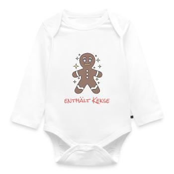 contains cookies - Organic Longsleeve Baby Bodysuit - white - Front
