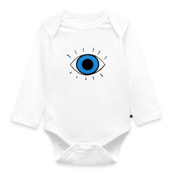 Auge, Schutz Symbol, Amulett, Weisheit & Stärke - Baby Bio-Langarm-Body - Weiß - Vorne