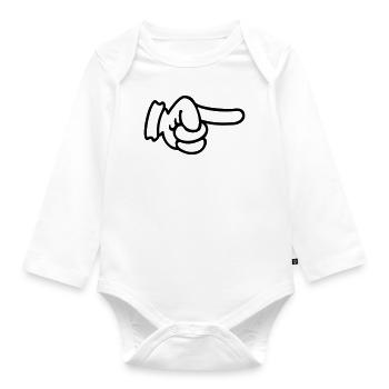 Finger pointing / pointing finger (Outline 1c - Organic Longsleeve Baby Bodysuit - white - Front