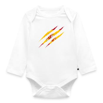 Spain flag scratch claws scratching cracks crack - Organic Longsleeve Baby Bodysuit - white - Front