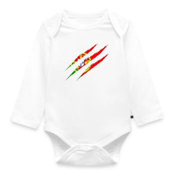 Portugal flag scratches claws cut scratch marks - Organic Longsleeve Baby Bodysuit - white - Front