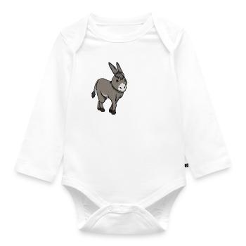 Living with donkeys Cute baby donkey - Organic Longsleeve Baby Bodysuit - white - Front