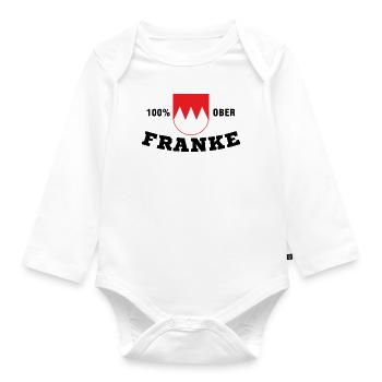 Oberfranke Geschenk Frankenland Dialekt Wappen - Baby Bio-Langarm-Body - Weiß - Vorne