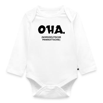 Oha | Norddeutsche Panikattacke | nordisch - Baby Bio-Langarm-Body - Weiß - Vorne