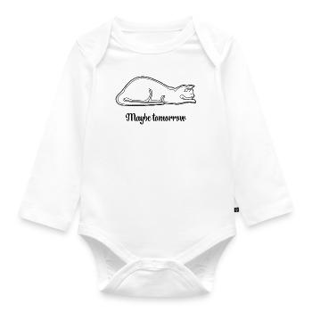 Maybe Tomorrow Cat / Black - Organic Longsleeve Baby Bodysuit - white - Front