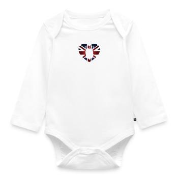Britischer König Krönung Charles England Flagge - Baby Bio-Langarm-Body - Weiß - Vorne