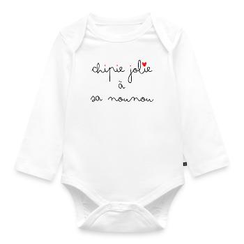 Chipie jolie à sa nounou - Body Bébé bio manches longues - blanc - Devant