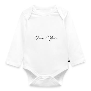 New York - Organic Longsleeve Baby Bodysuit - white - Front