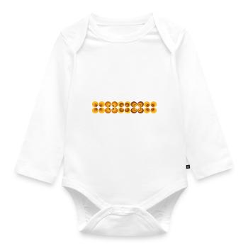 70er Jahre Blume Muster - Baby Bio-Langarm-Body - Weiß - Vorne