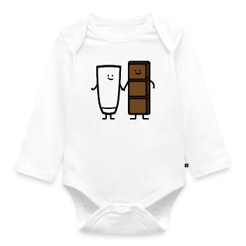 Lait et chocolat - Body Bébé bio manches longues - blanc - Devant